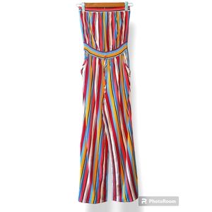 Guess Strapless Rainbow Striped Jumpsuit Romper, XS